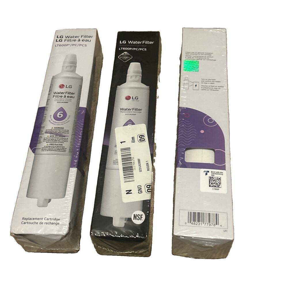 3 LG Genuine LT600P 6 Month/300 Gal Replacement Refrigerator Water Filters